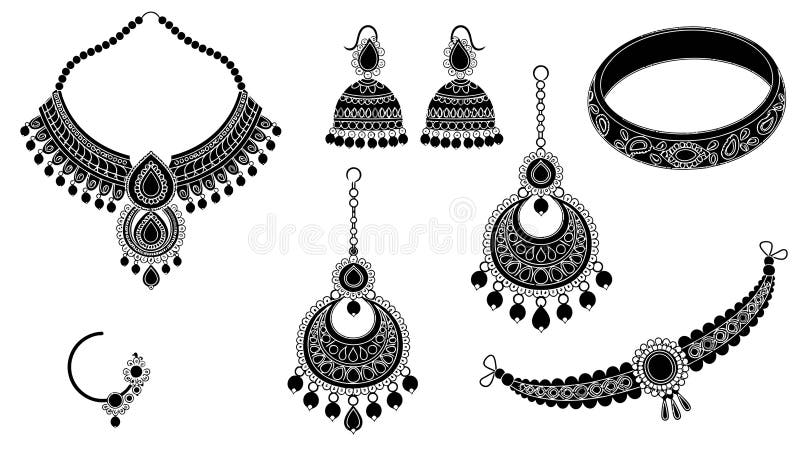 indian ethnic jewelry — section illustration